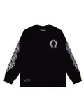 Unisex solid color long-sleeve crewneck pullover T-shirt with printed stripes, loose knit, and anti-pilling